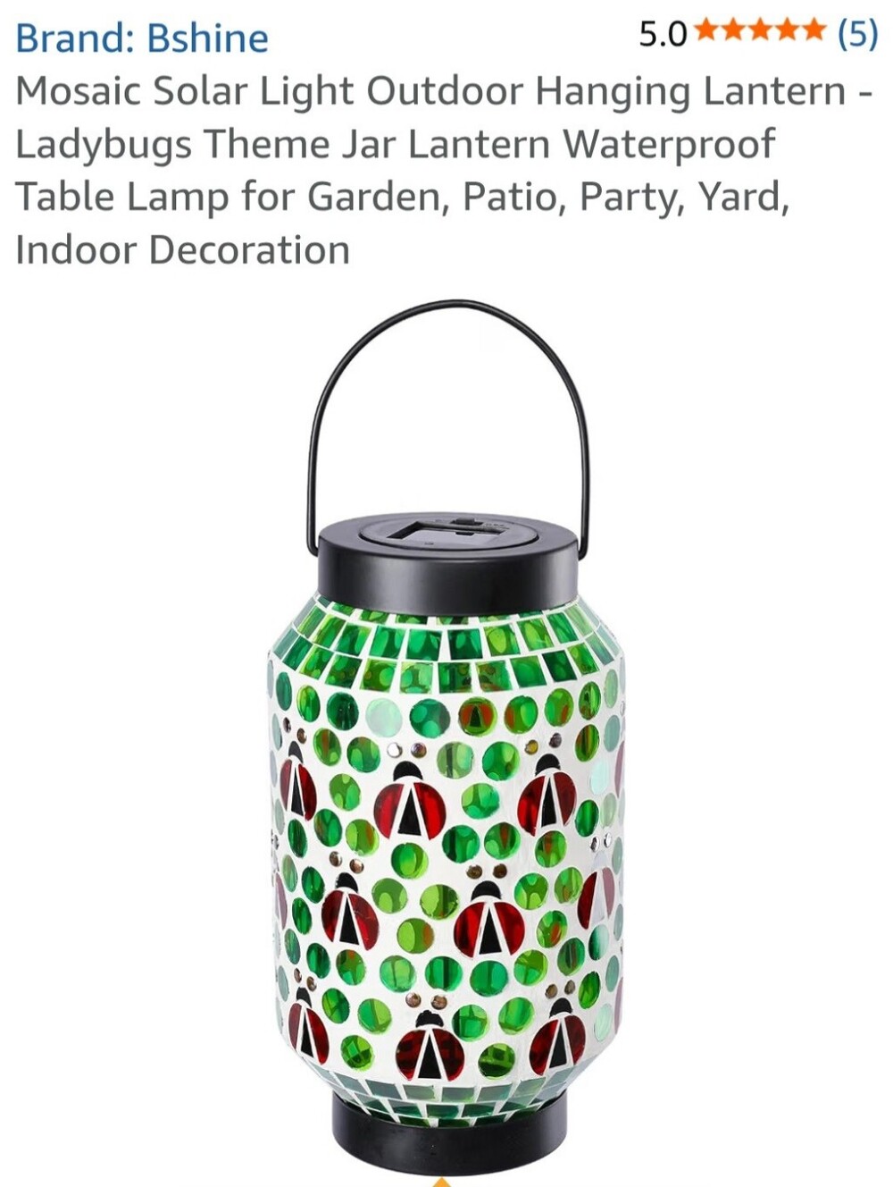 Green and Red Mosaic Solar Hanging Lantern